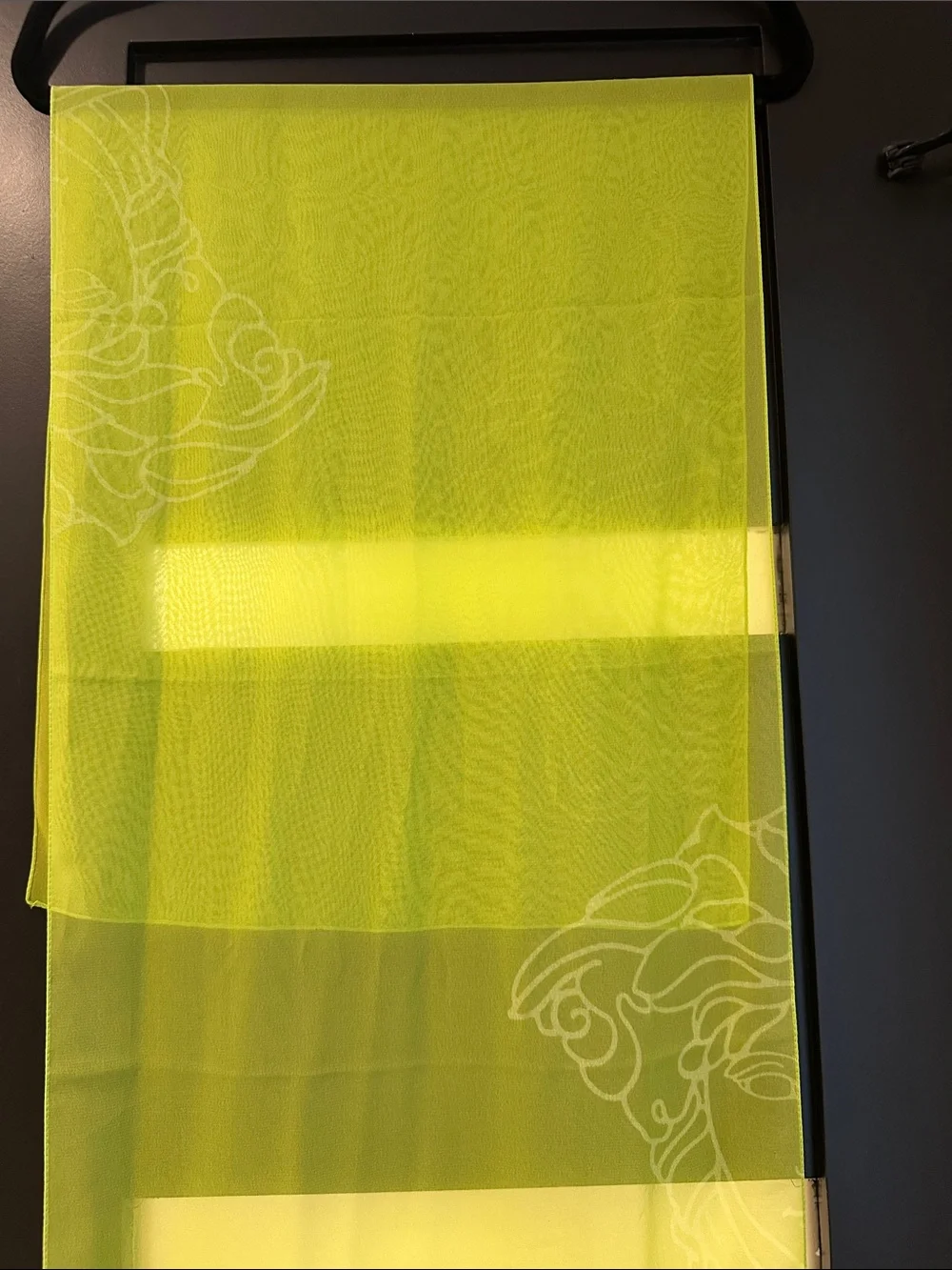 Versace Neon Lime Sheer Silk Scarf with Medusa Motif
